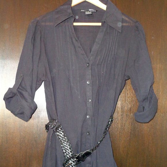 Anitlia Femme Button Blouse with Belt - Picture 1 of 2